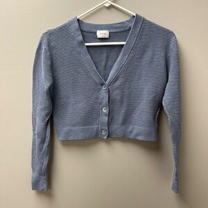 Wilfred Women’s Blue V Neck Cropped Button Up Cardigan
